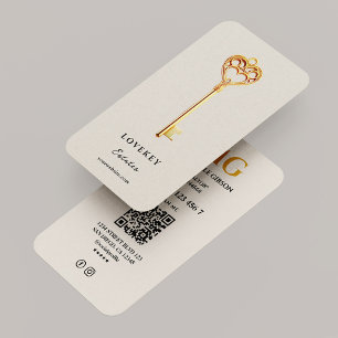 Minimal Realtor Sand Mortgage Real Estate Key Business Card