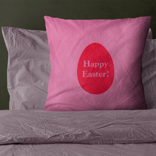 Minimal red and pink egg Easter Cushion