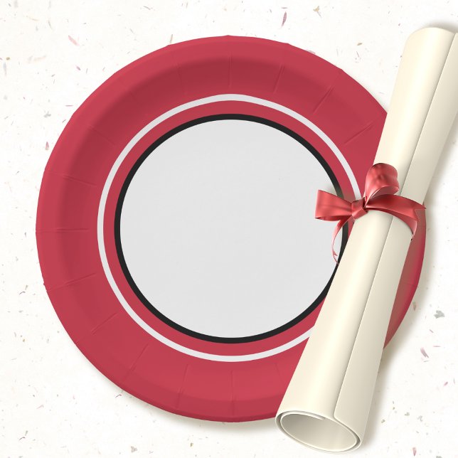 Minimal Red Black Nurse Medical Graduation Party  Paper Plate (Creator Uploaded)