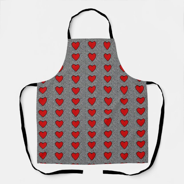 Minimal Red Heart Doodle Apron – Modern Gift Idea (Front)