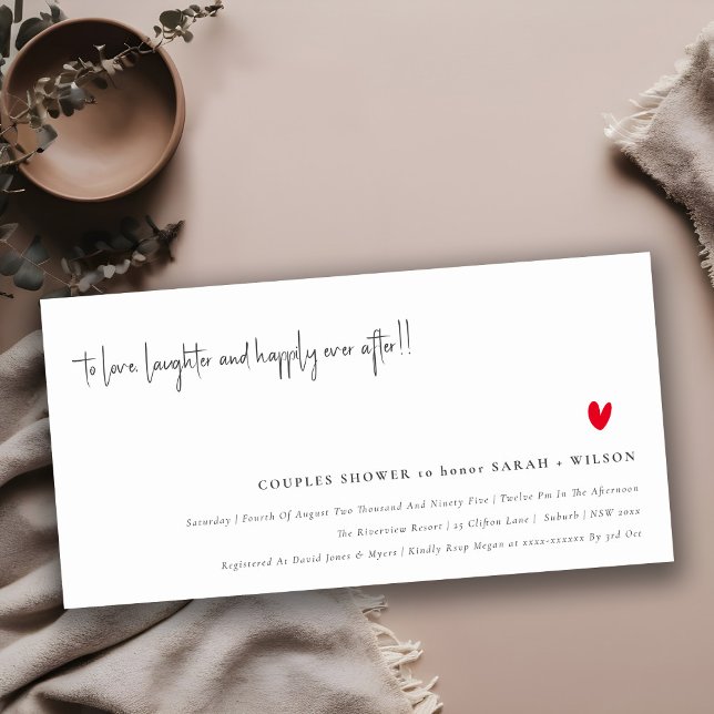 Minimal Red Heart Script Couples Shower Invite (Creator Uploaded)