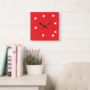 Minimal Red Heart Wall Clock – Modern Love Decor