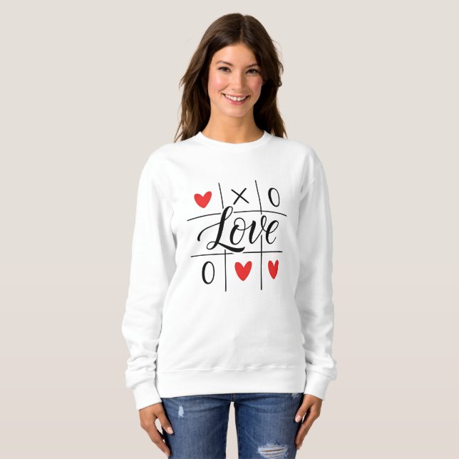 Minimal Red Hearts Cozy Sweatshirt (Front Full)