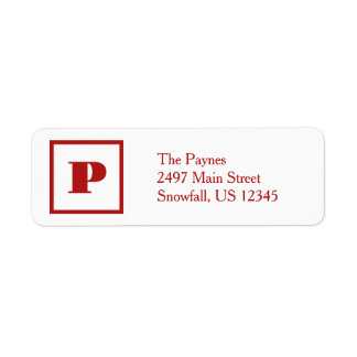 Minimal Red Monogram Return Address Label 