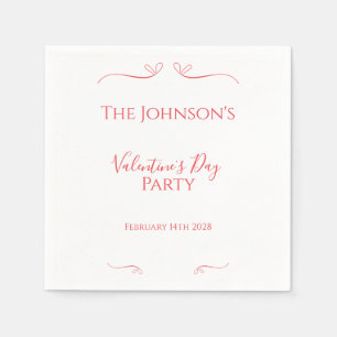 Minimal Red Pink Valentine's Day Party Napkin