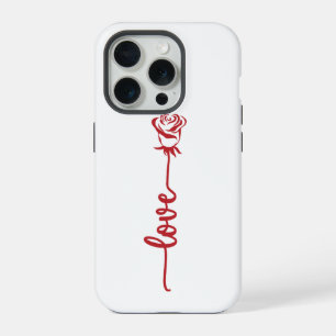 Minimal Red Rose Love Line Art iPhone 15 Pro Case
