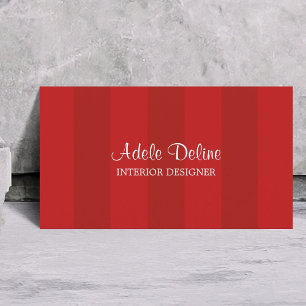 Minimal Red Striped Interior Designer Business Card