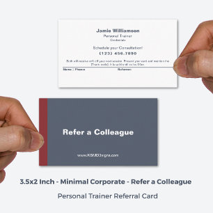 Minimal Refer a Colleague Grey White Red Referral Card