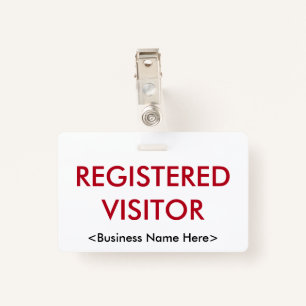 Minimal "REGISTERED VISITOR" Badge ID Badge
