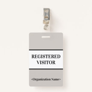 Minimal "REGISTERED VISITOR" Badge ID Badge
