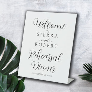 Minimal Rehearsal Dinner Welcome  Pedestal Sign