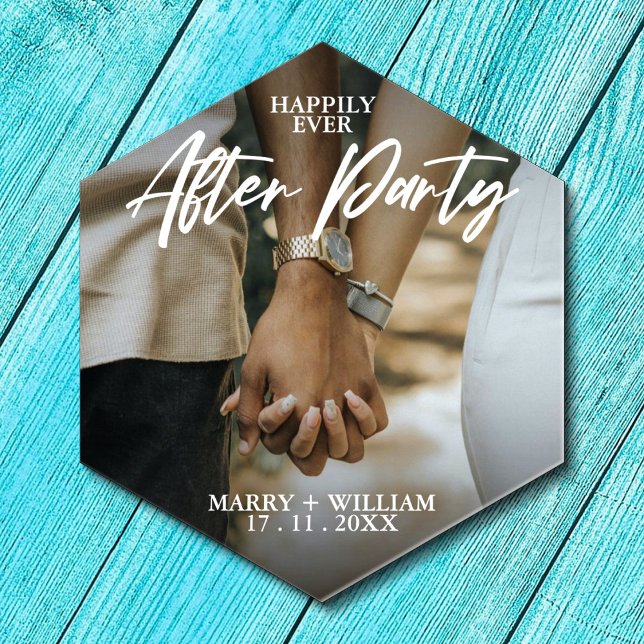 Minimal Replace Your Photo Flat Happily Ever After Paper Coaster (Creator Uploaded)
