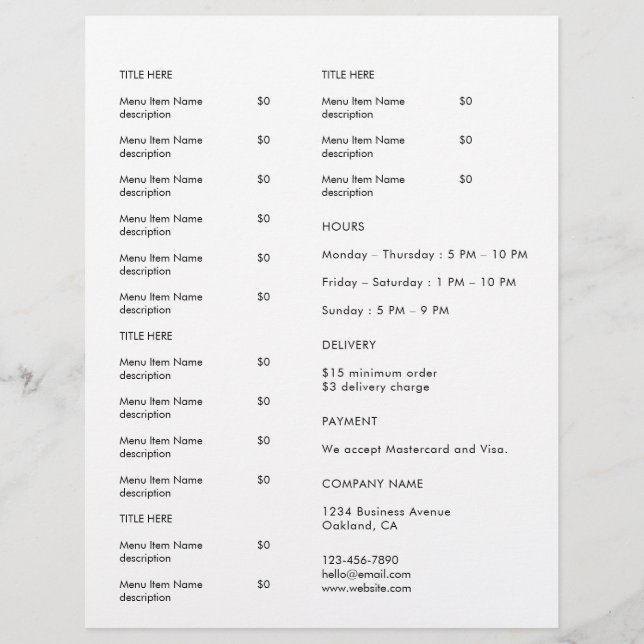 Minimal Restaurant Logo Catering Menu Flyer Design (Front)