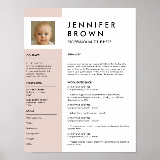 Minimal resume cv with photography digital poster (Front)