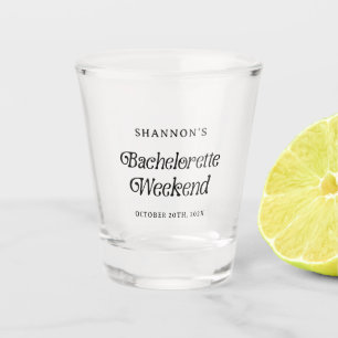 Minimal Retro Black and White Bachelorette Weekend Shot Glass