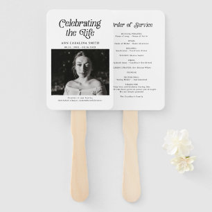Minimal Retro Funeral Order of Service Hand Fan