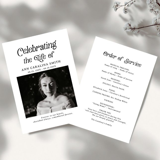 Minimal Retro Funeral Order of Service Programme (Creator Uploaded)