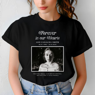 Minimal Retro Funeral Photo Forever In Our Hearts T-Shirt