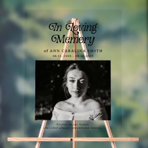 Minimal Retro Funeral Photo In Loving Memory Acrylic Sign