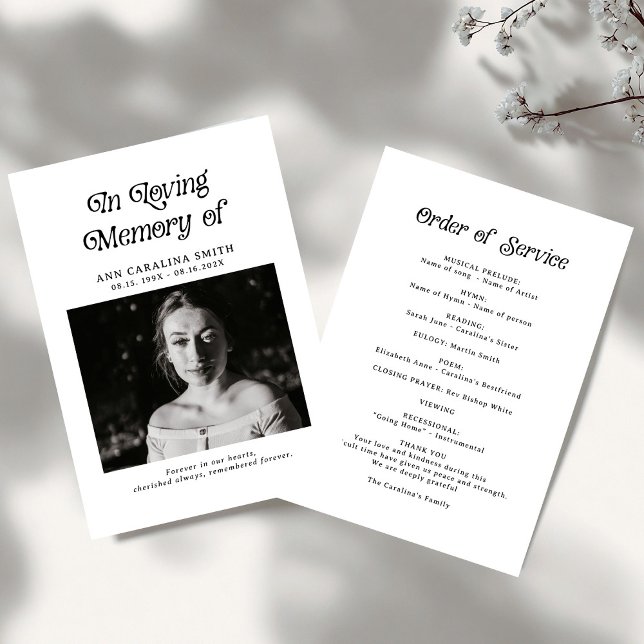 Minimal Retro Funeral Photo In Loving Memory Programme (Creator Uploaded)