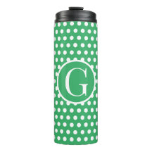Minimal Retro Green Polka Dots initial letter
