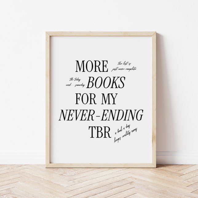 Minimal & Retro 'Never-ending TBR' Book Lover Poster (Creator Uploaded)