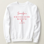 Minimal Retro Red & Pink Personalised Bachelorette Sweatshirt<br><div class="desc">Minimal Retro Red & Pink Personalised Bachelorette Sweatshirt</div>