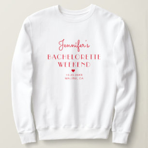 Minimal Retro Red & Pink Personalised Bachelorette Sweatshirt