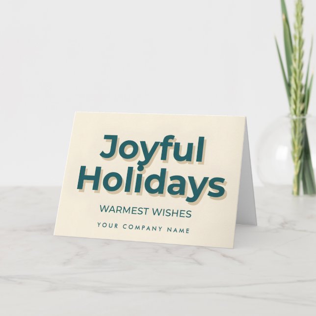 Minimal Retro Script Joyful Holidays Holiday Card (Front)