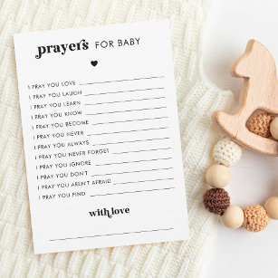 Minimal Retro Script Prayers for Baby Baby Shower Advice Card