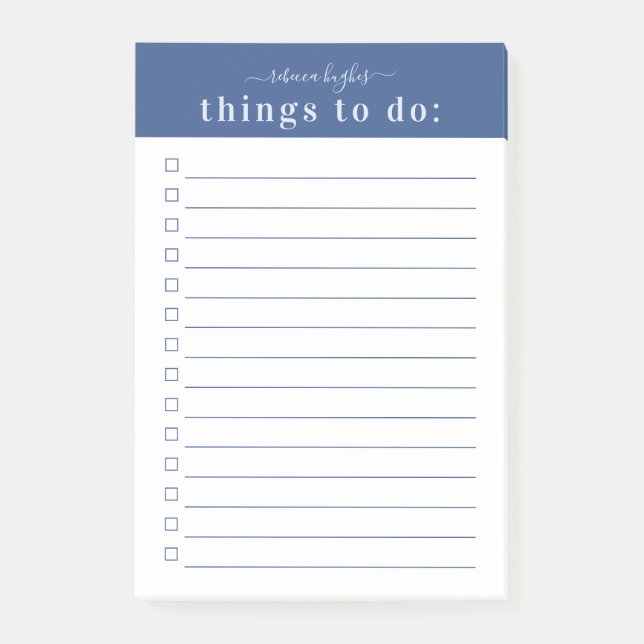 Minimal Retro Typography | Blue Monogram Post-it Notes (Front)