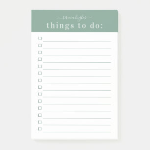 Minimal Retro Typography Green Monogram Post-it Notes