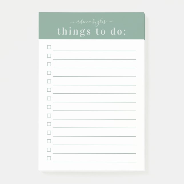 Minimal Retro Typography | Green Monogram Post-it Notes (Front)