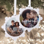 Minimal Retro Wedding Save the Date QR Christmas<br><div class="desc">Announce the joyful news of your engagement and upcoming wedding with unique custom photo save the date Christmas ornament cards. The picture, scannable QR code, and all wording on this template are simple to personalise, including script which can be changed to "Save Our Date." Friends and family will love displaying...</div>