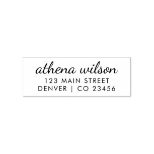 Minimal Return Address Typography Script Name Self-inking Stamp
