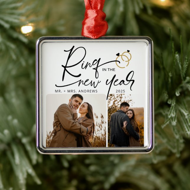 Minimal Ring in the New Year Engagement Christmas Metal Tree Decoration (Tree)