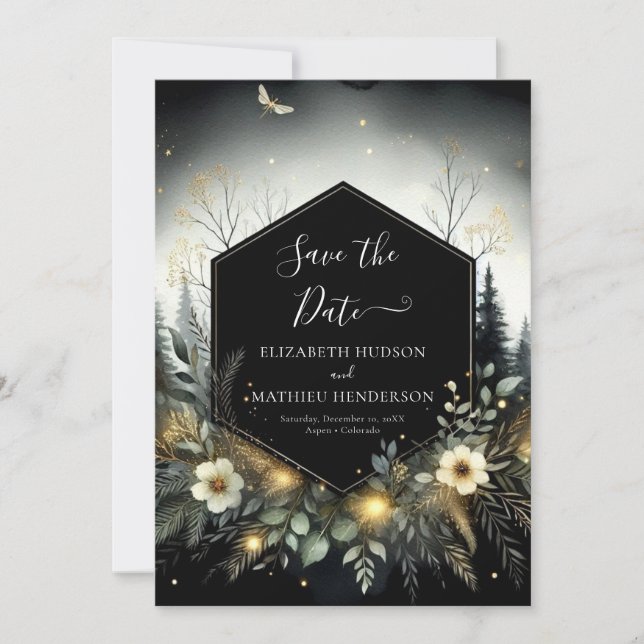 Minimal Romance Enchanted Forest Wedding Save The Date (Front)
