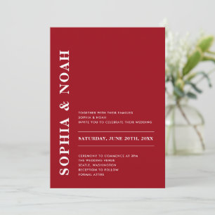 Minimal Romantic Red & White Modern Wedding Invitation
