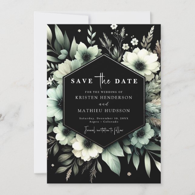 Minimal Romantic Typography Sage Green Wedding  Save The Date (Front)