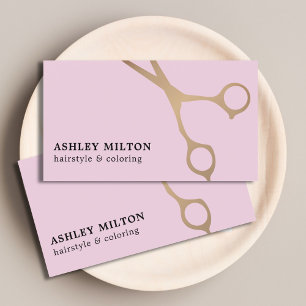 Minimal Rose Faux Gold Scissors Hair Stylist Business Card