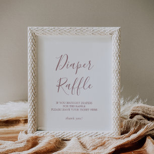 Minimal Rose Gold Baby Shower Diaper Raffle Sign