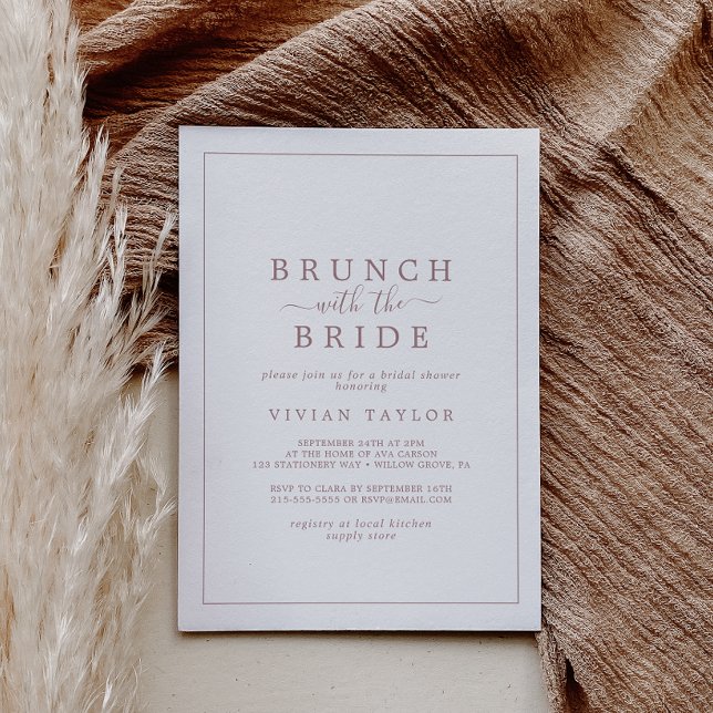 Minimal Rose Gold Brunch with Bride Bridal Shower Invitation (Creator Uploaded)