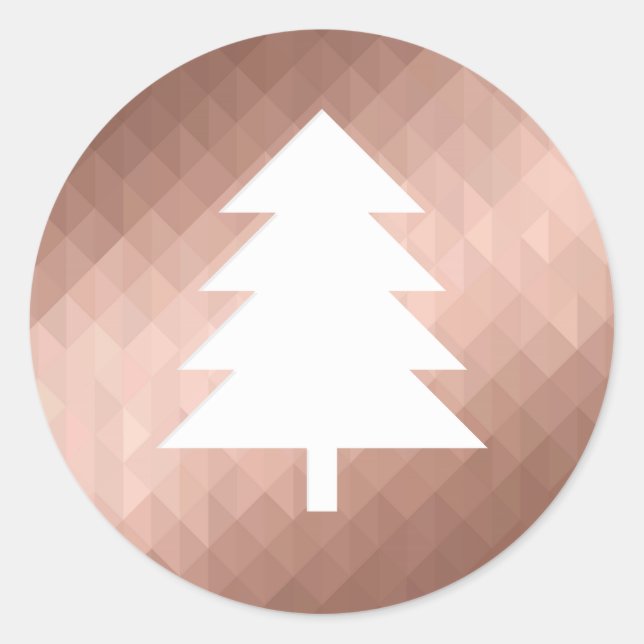 Minimal rose gold christmas tree modern classic round sticker (Front)
