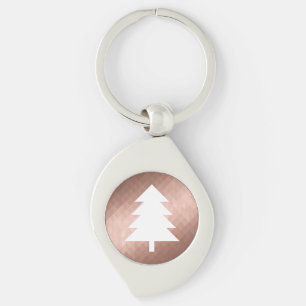 Minimal rose gold christmas tree modern  key ring