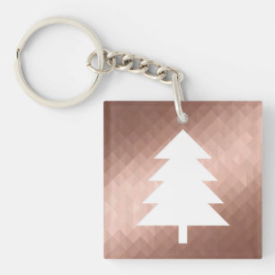 Minimal rose gold christmas tree modern  key ring