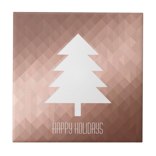 Minimal rose gold christmas tree modern  tile (Front)