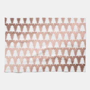 Minimal rose gold geometric xmas trees tea towel