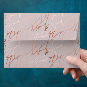 Minimal Rose Gold Marble Invitation Matching Envelope