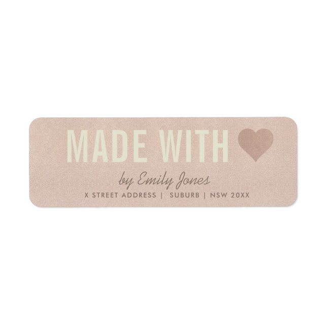 MINIMAL ROSE GOLD SHIMMER MADE WITH LOVE ADDRESS (Front)