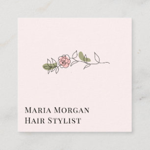 Minimal Rose Hair Stylist Business Card   Elegant 